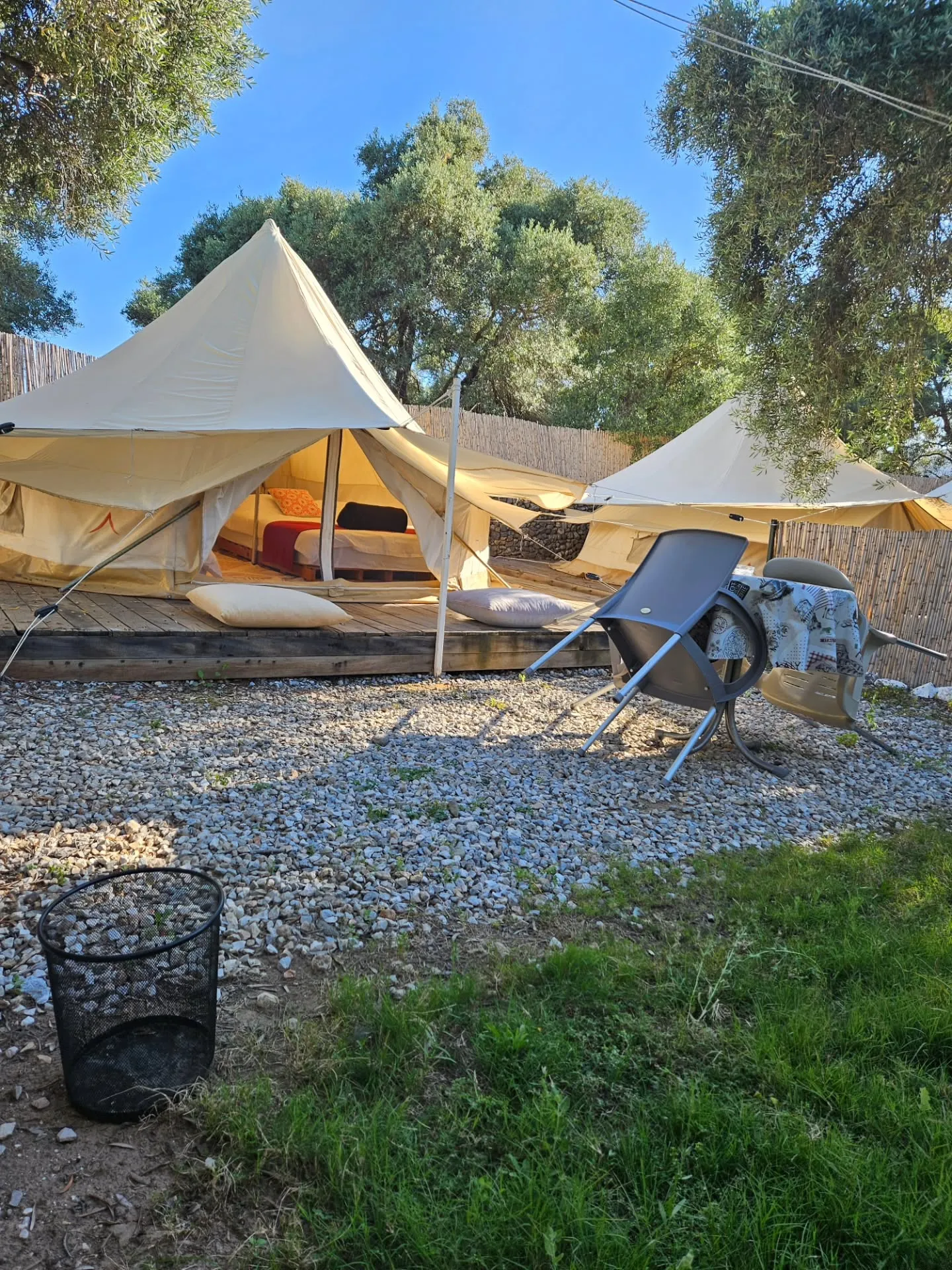A pair of bell tents
